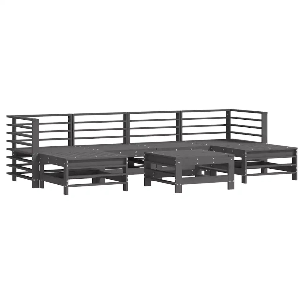 Set Divani da Giardino 7pz con Cuscini in Legno Massello Grigiocod mxl 76516