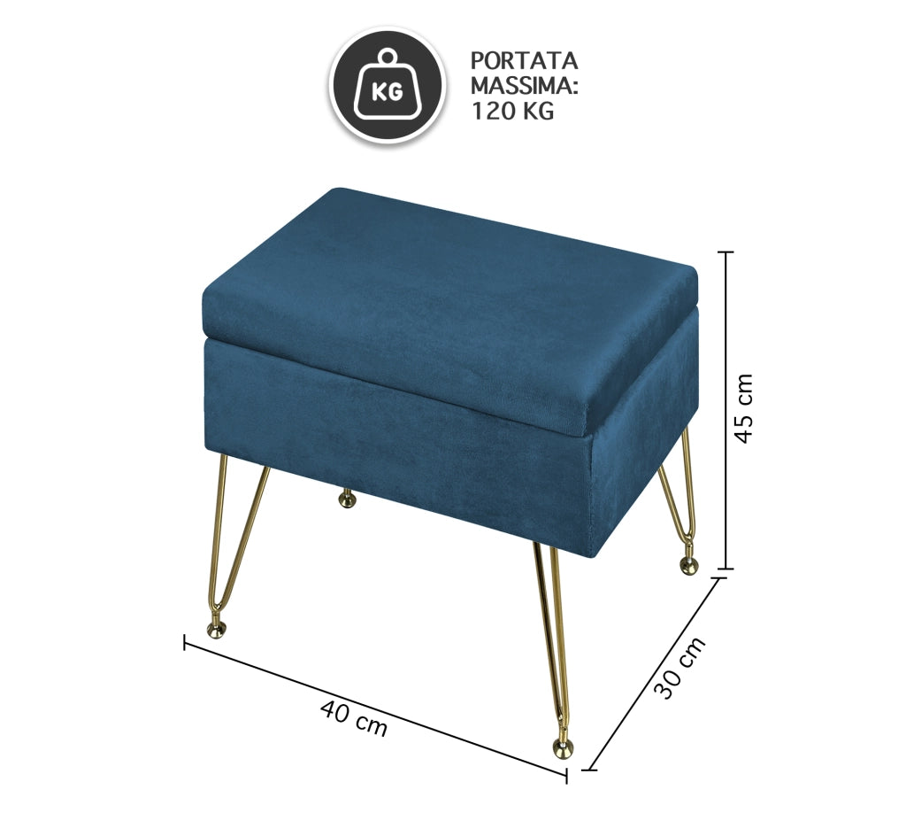 Pouf Panca Imbottita Divanetto In Velluto Contenitore PortaOggetti Panca Sgabello A Pie Di Letto Con Gambe In Metallo Dorato Cassapanca Scarpiera Ingresso Legno Massello Panchina  - Petrolio