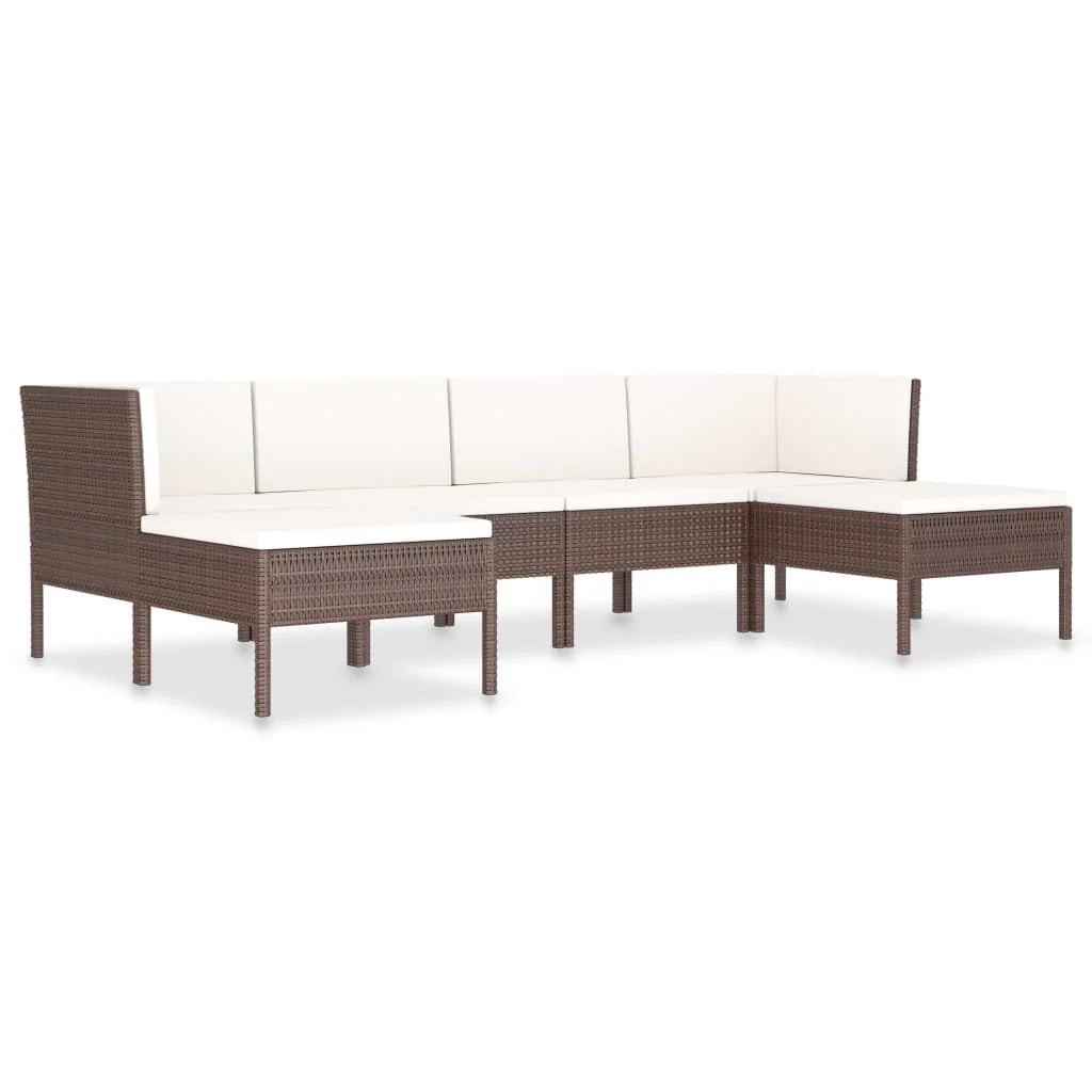 Set di mobili da giardino mobili da esterno 6 pezzi con cuscini resina intrecciata marrone 02_0016891
