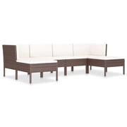 Set di mobili da giardino mobili da esterno 6 pezzi con cuscini resina intrecciata marrone 02_0016891