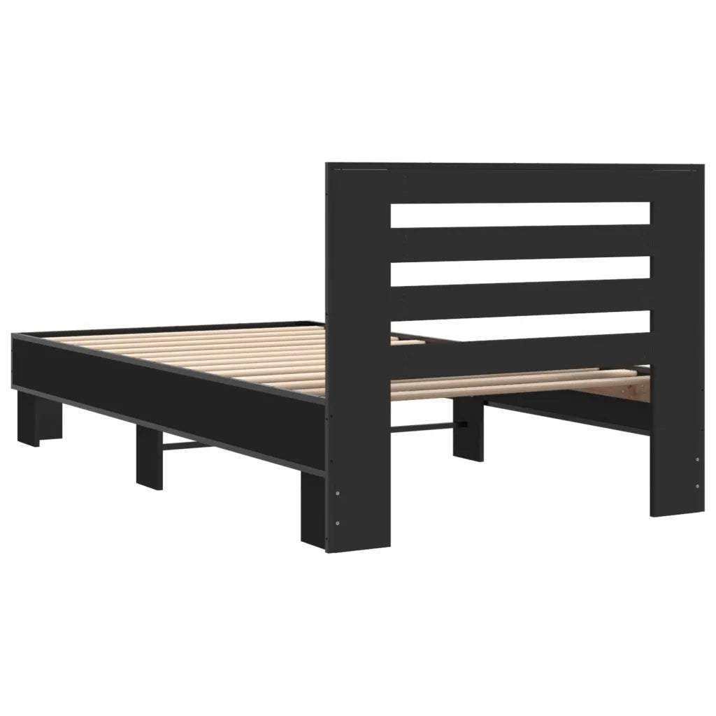 Giroletto Nero 100x200 cm in Legno Multistrato e Metallo 845647