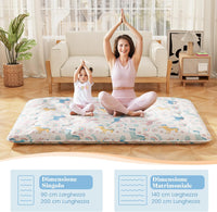 Materasso Futon Pieghevole, Materasso Portatile con Sacca da Trasporto per Camping, Materasso da Terra con Copertura Lavabile (Colorato,200 x 140 cm)
