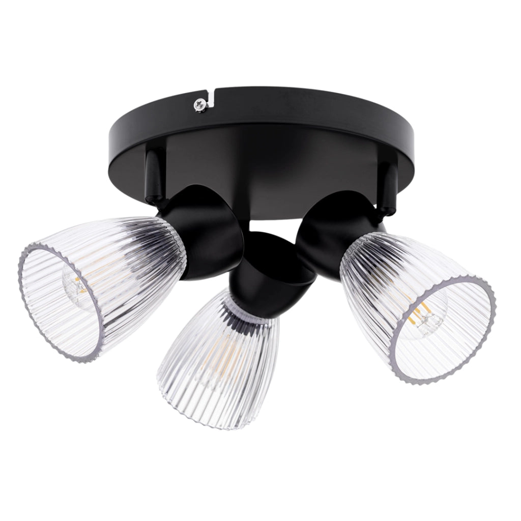 Plafoniera Milagro Best nera 3 vetri E14 40W Ø20cm