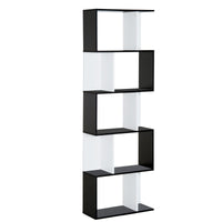 Libreria da Muro Moderna 5 Ripiani in Legno Bianco e Nero 60x24x1184.5 cm