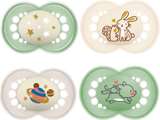 Spazzola per pelli morbide in silicone 16+ Mix - Giorno e Notte - Set da 4 - Incluso 2 Scatole di trasporto sterilizzate