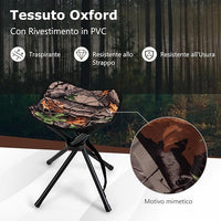 Set di 2 Sgabelli da Caccia Treppiede Pieghevoli, Sgabello da Esterno Pieghevole Leggero con Tracolla, Sgabello Treppiede Portatile per Campeggio, Caccia, Pesca, Viaggi, Carico Massimo 150 kg