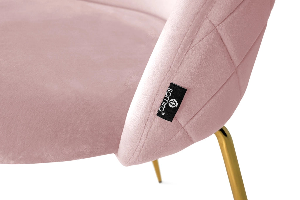 Sgabello cucina imbottito, sgabello alto in velluto rosa piede dorato – Nicole - SG19NIG