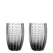 Zafferano Perle Bicchiere Grigio - Vetro Colorato Soffiato a Bocca, 32 cl, Lavorato a Mano - Set da 2 Tumblers Artigianali per Acqua o Cocktail