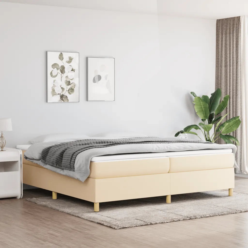 Letto matrimoniale | Letto per adulti | Struttura Letto a Rete a Molle Crema 200x200 cm in Tessuto