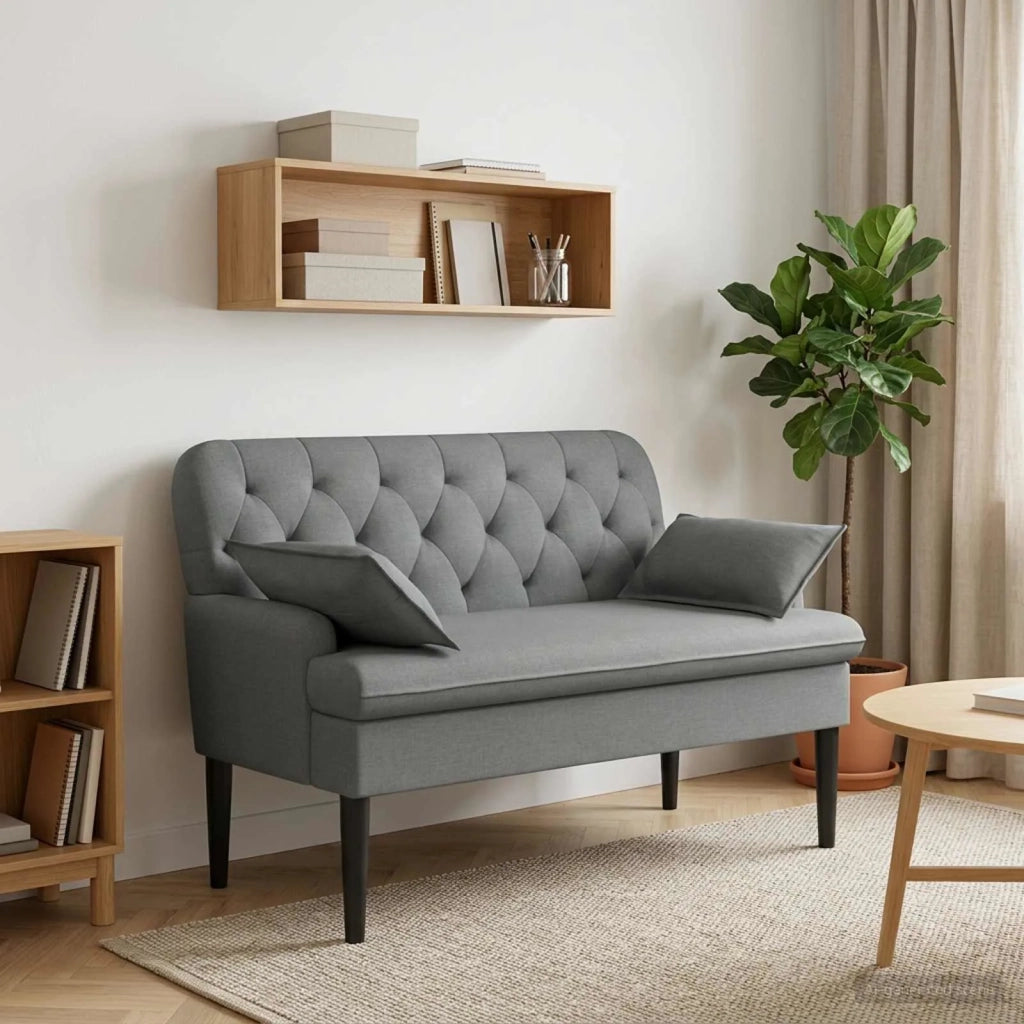 Loveseat con bottoni imbottiti Grigio Scuro 111 x 68 x 80 cm 42041797
