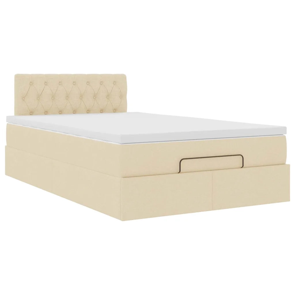 vidaXL Struttura Letto Pouf con Materasso Crema 120x200 cm in Tessuto