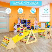 5 in 1 Set da Arrampicata per Bambini, Set Attrezzature da Gioco al Coperto con 2 Triangoli 1 Cubo e 2 Scivoli, per Scivolare e Arrampicarsi, Scala Giochi Arrampicata per Bambini 1+ Anni
