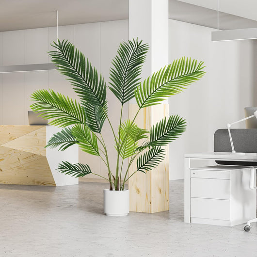 Set di 2 Piante Artificiali di Palma 90 CM/140 CM, Pianta Finta in Vaso da Interno ed Esterno, Decorazione Moderna per Soggiorno, Veranda, Ufficio e Negozio (140 cm)