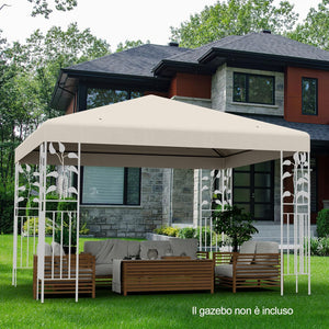 Tettoia di Ricambio per Gazebo da 3 x 3 m, Copertura per Gazebo da Giardino con Gancio e Chiusura a Strappo, Fori di Drenaggio, Facile da Montare (Beige)