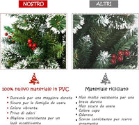 Albero di Natale Innevato 150/180/210/240 cm, Albero di Natale Artificiale con Rami, Bacche Rosse e Base di Metallo, Decorazione Natalizia per Casa, Negozio e Ufficio (180 CM)