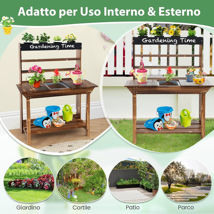 Cucina da Giardino, Cucina Giocattolo per Bambini con Struttura in Legno di Abete Massiccio, Lavandino Rimovibile, per Bambini 3-7 anni