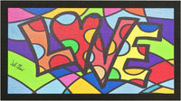 Zerbino Gomma Dipinto Artistico Jack Ottanio Pop Art 40x70 cm Antiscivolo I Love The Love (F)