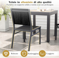 Sedia da Pranzo per Giardino, Sedia Pranzo in Tessuto Textilene, Sedia da Patio senza Braccioli con Schienale, Telaio in Alluminio Resistente, Portata 150 kg (1)