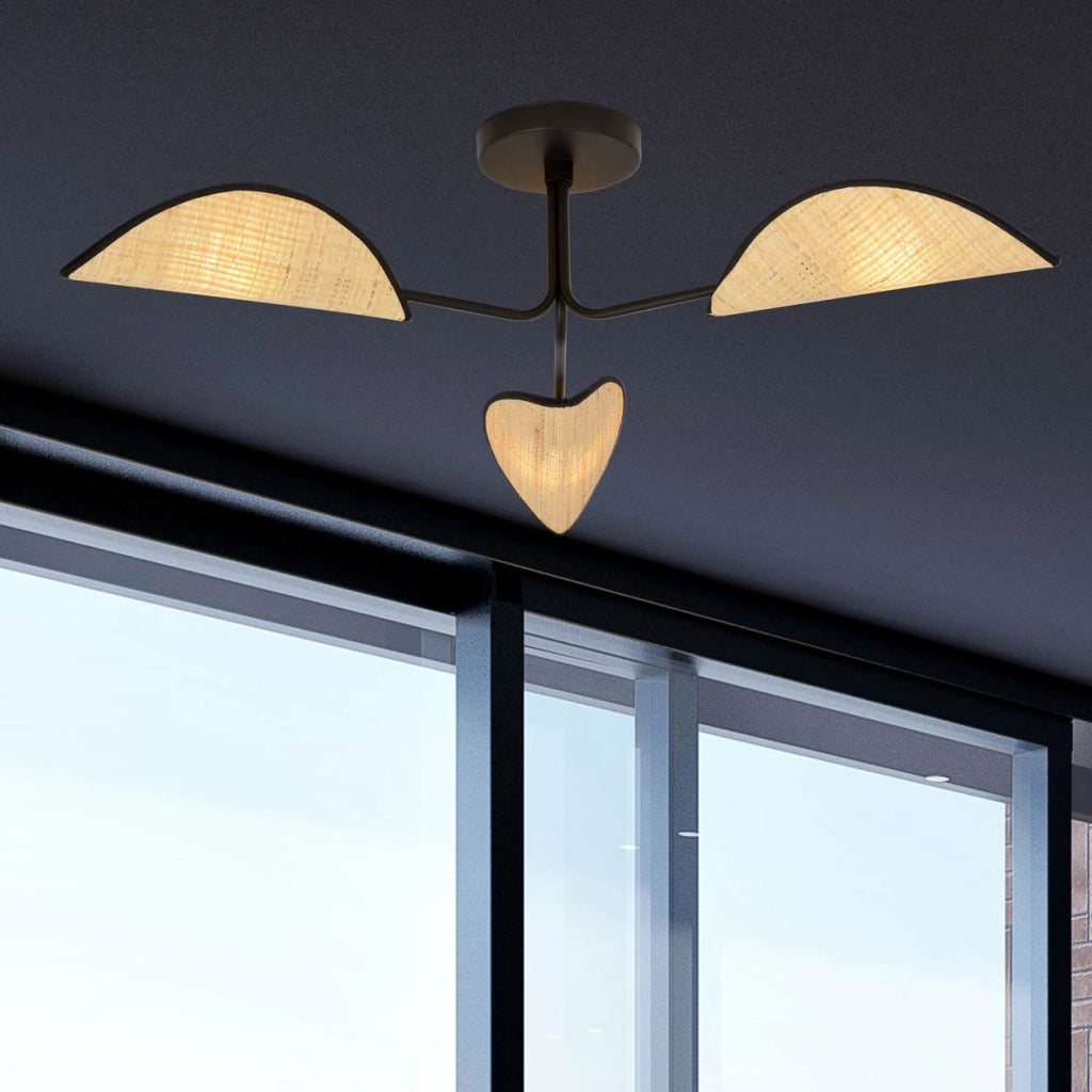Plafoniera Emibig Gomez 3 rattan nero 3xE14 dimmer