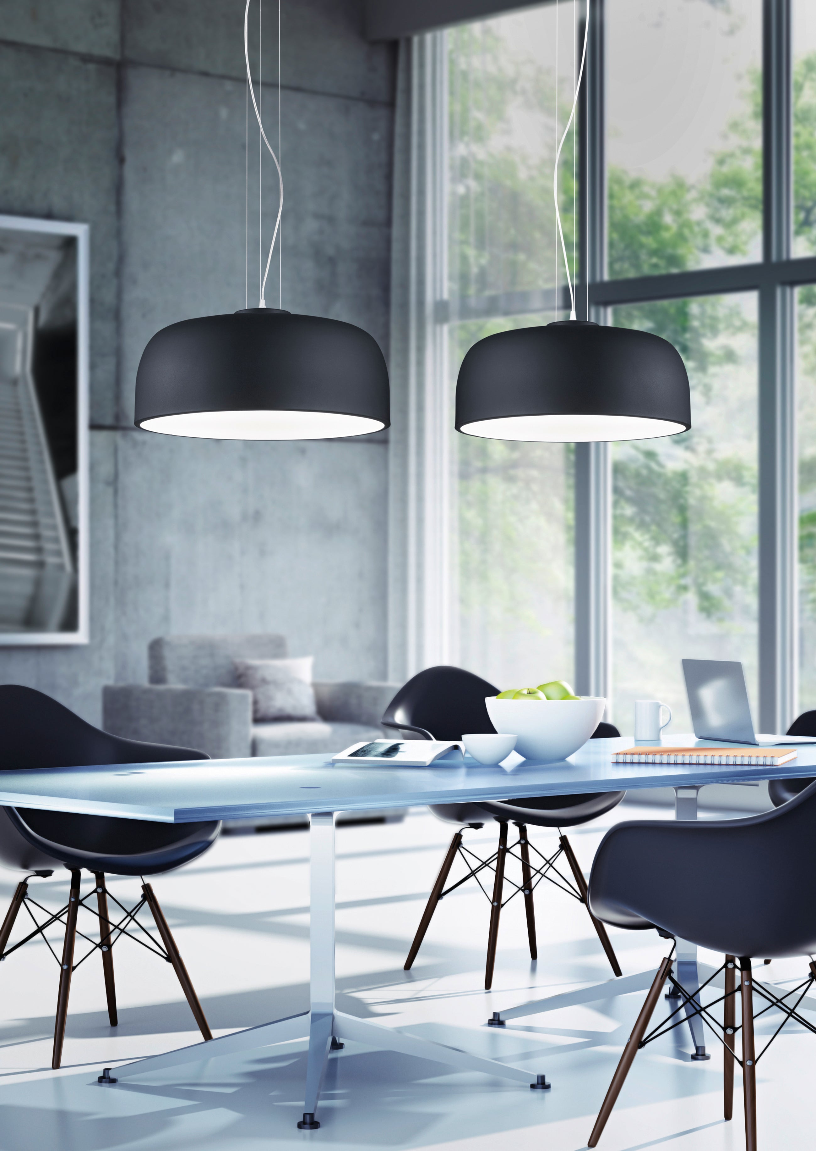 Lampada a Sospensione da Interno  E27 in Metallo Nero Opaco