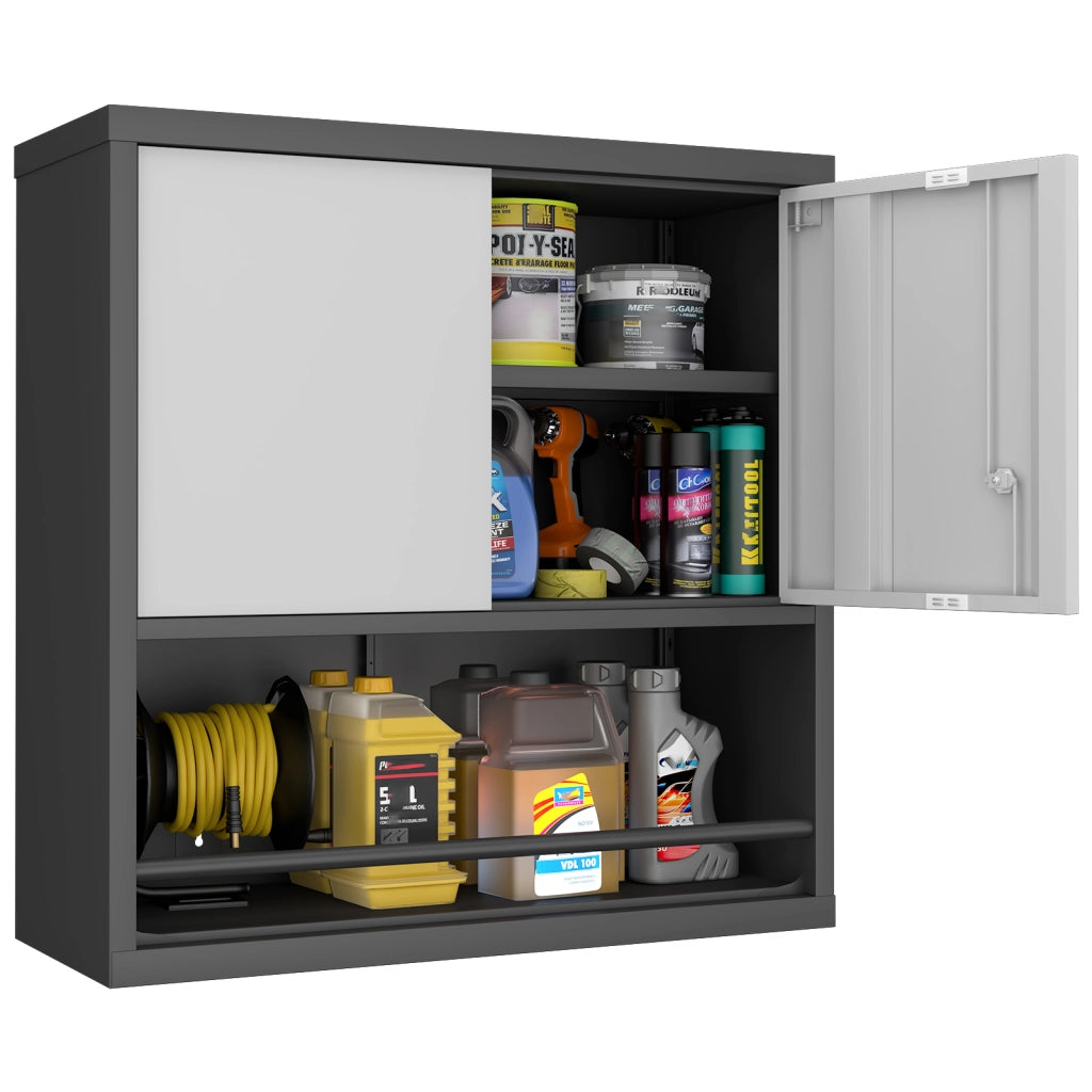 ARMADIO DA MURO IN METALLO 88x45x15 cm Nero/Bianco