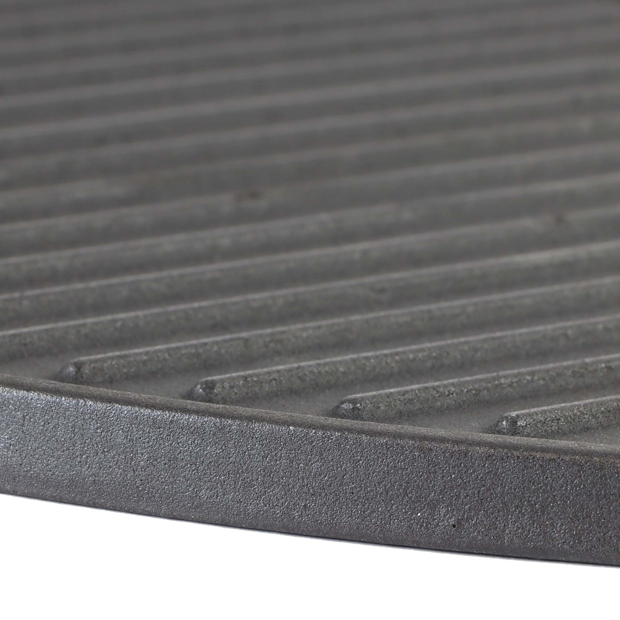 Set 2x Piastra in ghisa rigata, forma a mezza luna, 46,7 x 22,8 x 1,5 cm, griglia in ghisa per barbecue, bistecchiera, ideale per grigliare carne, pesce, verdure