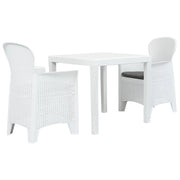 Set da BistrÃ² 3 pz in Plastica Stile Rattan Bianco cod mxl 37737