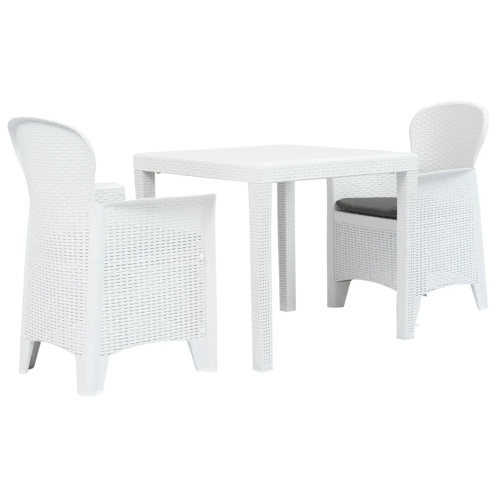 Set da BistrÃ² 3 pz in Plastica Stile Rattan Bianco cod mxl 37737