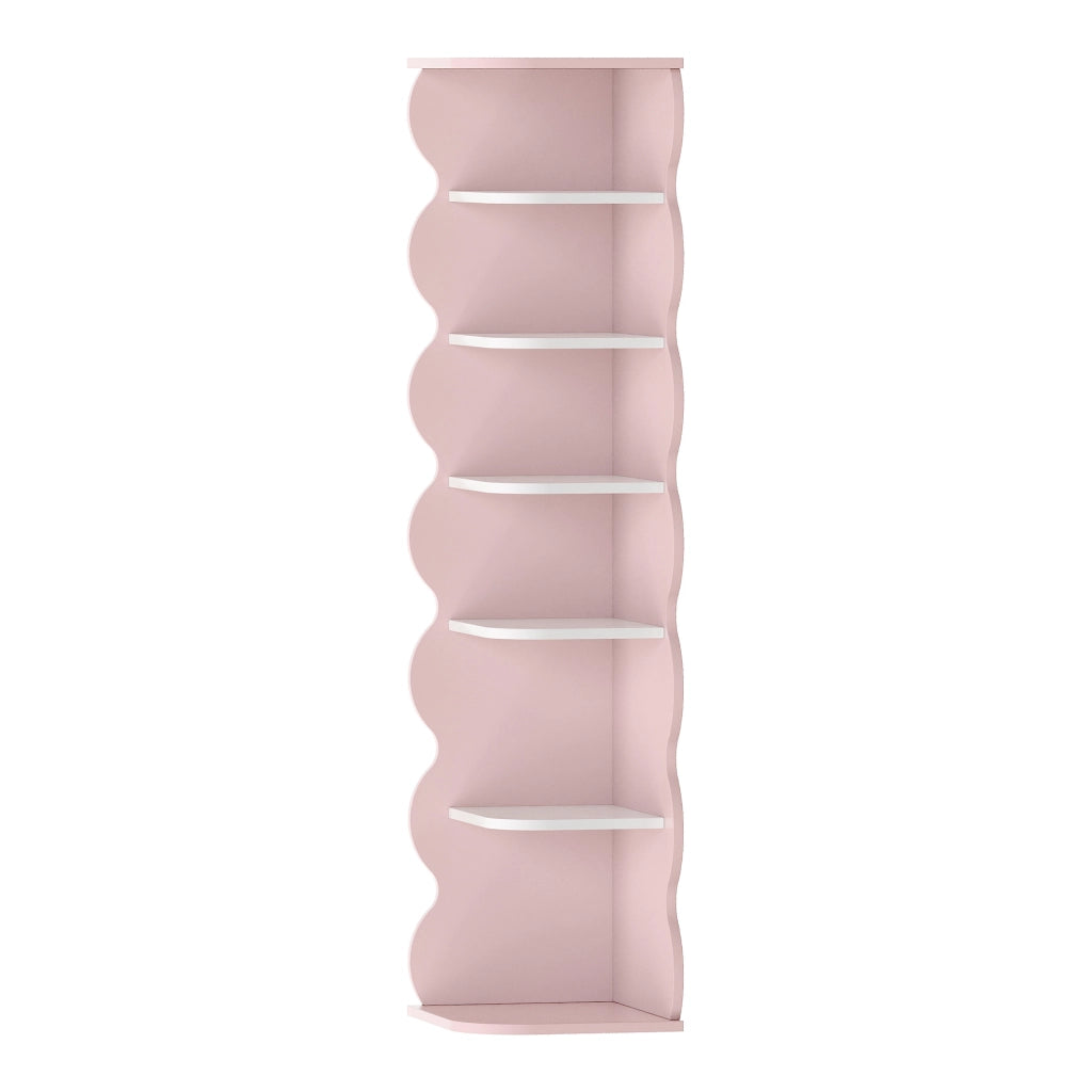Scaffale Angolare Vestnes per Cameretta 108 x 27 x 27 cm - Rosa / Bianco [en.casa]