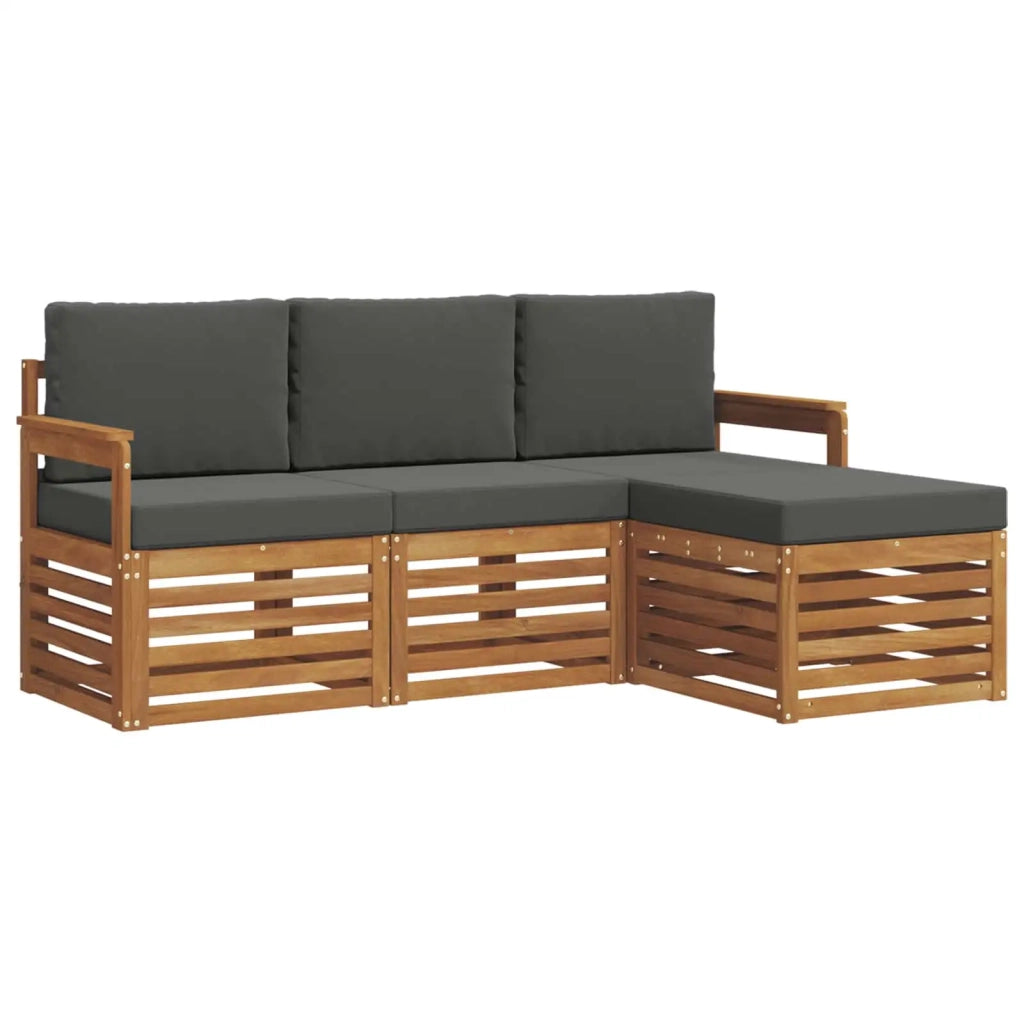 Set di divani da esterno con cuscino 4 pcs Naturale e Antracite 3374597