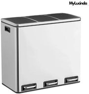 Contenitore per Rifiuti per la Separazione dei Rifiuti – 3 x 18L – Contenitore per Rifiuti con Pedali e Maniglie – Sistema di Separazione dei Rifiuti Ergonomico – Acciaio Inox