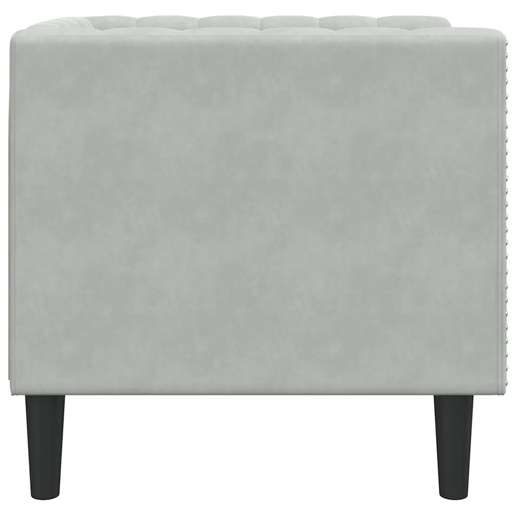 vidaXL Poltrona Chesterfield Grigio chiaro 71 x 74.5 x 70.5 cm Velluto