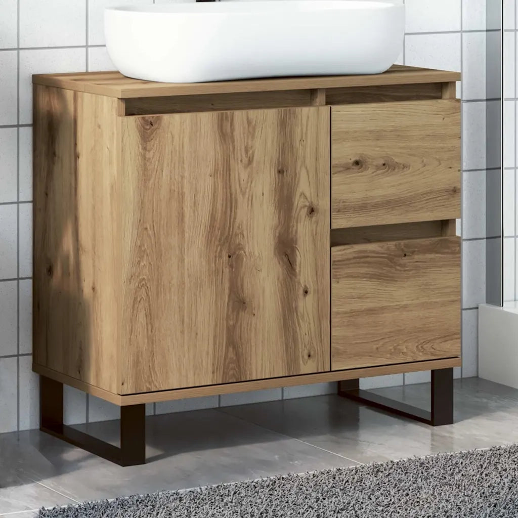 vidaXL Armadietto da Bagno Rovere Artigianale 65x33x60cm in Truciolato