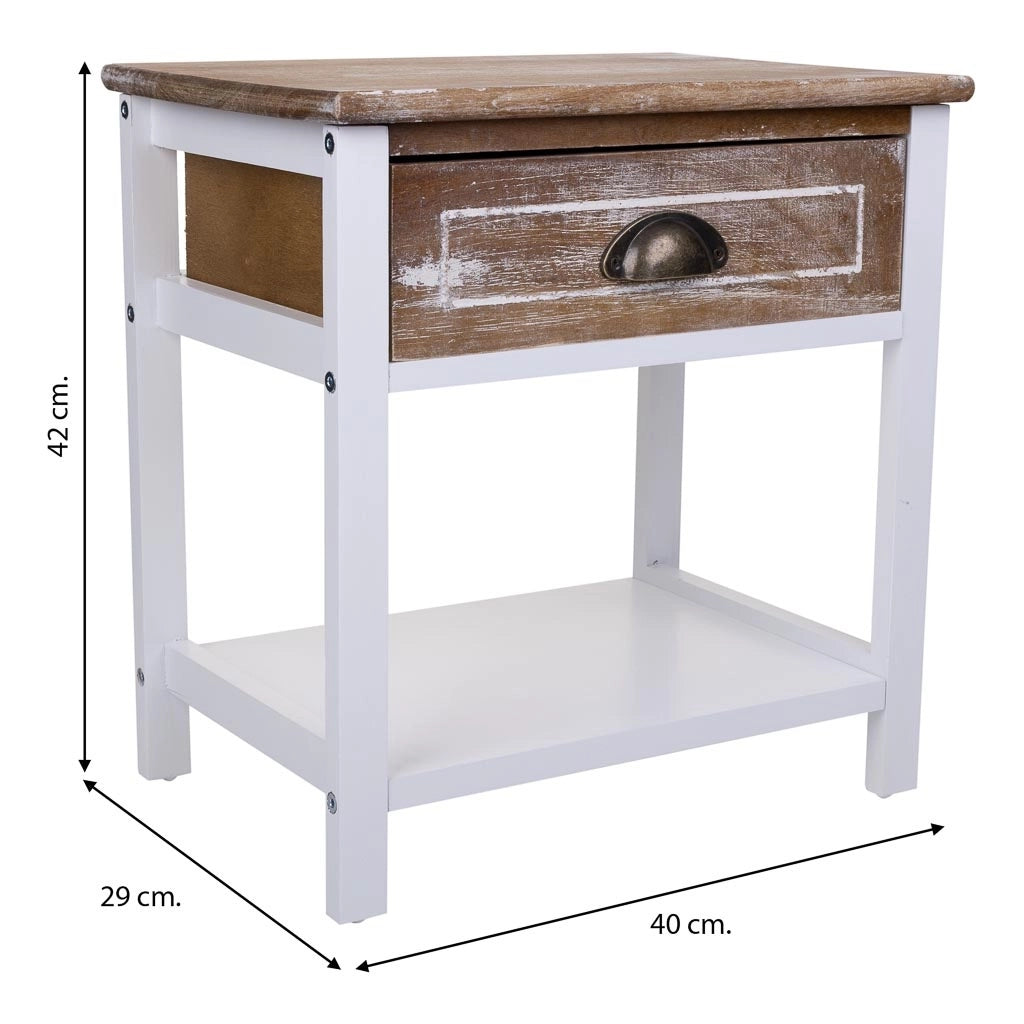 Comodino in legno bianco 40x29x42