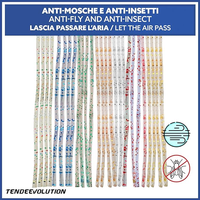 Tenda Antimosche Modello GLIT in PVC, Plastica Blu | Largh. 0,80m x Alt. 2,20m | Protezione Insetti, Porta, Esterno, Interno