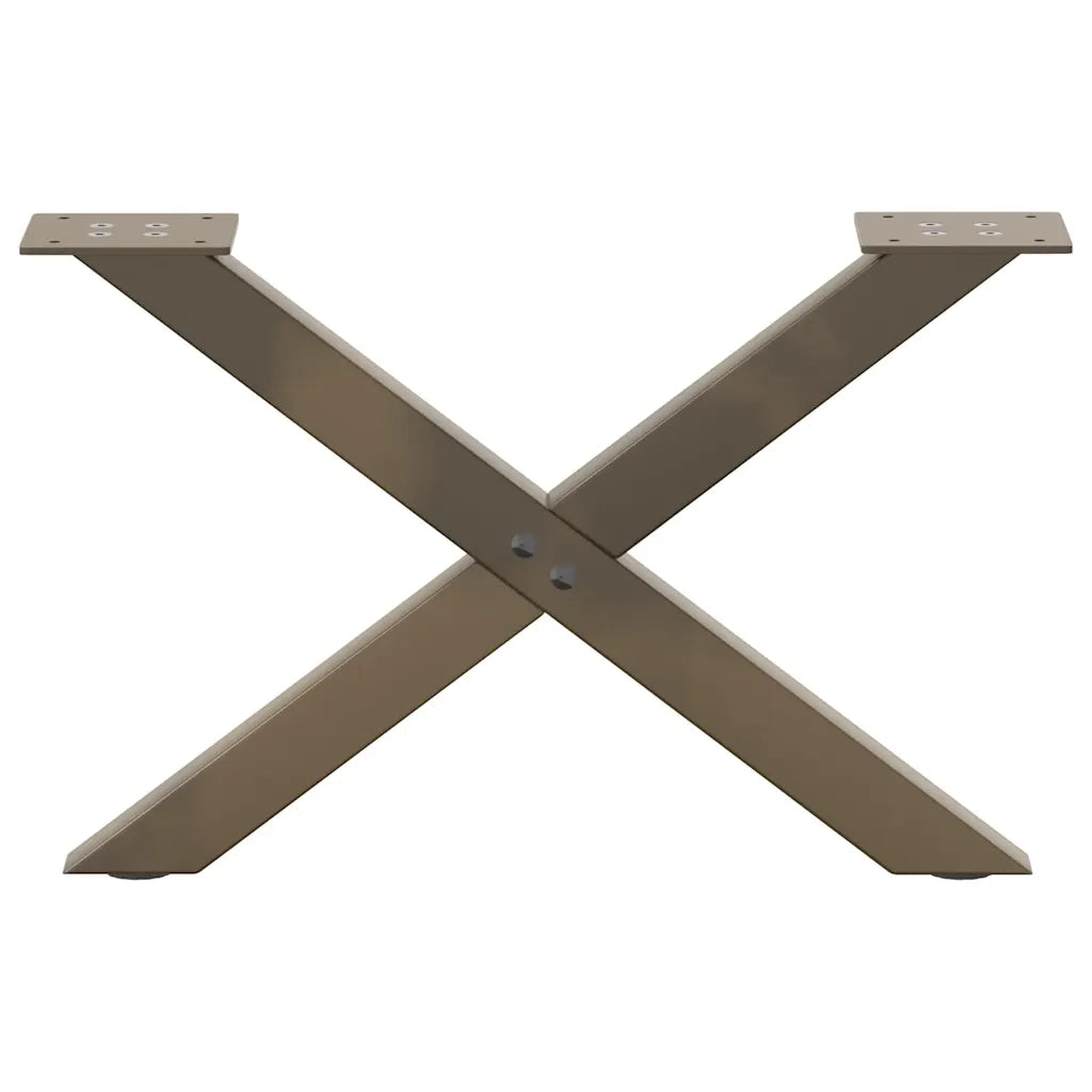 Gambe per Tavolino da Caffè a Forma di X 2 pz Acciaio Naturale 60x(30-31) cm Acciaio 4012883