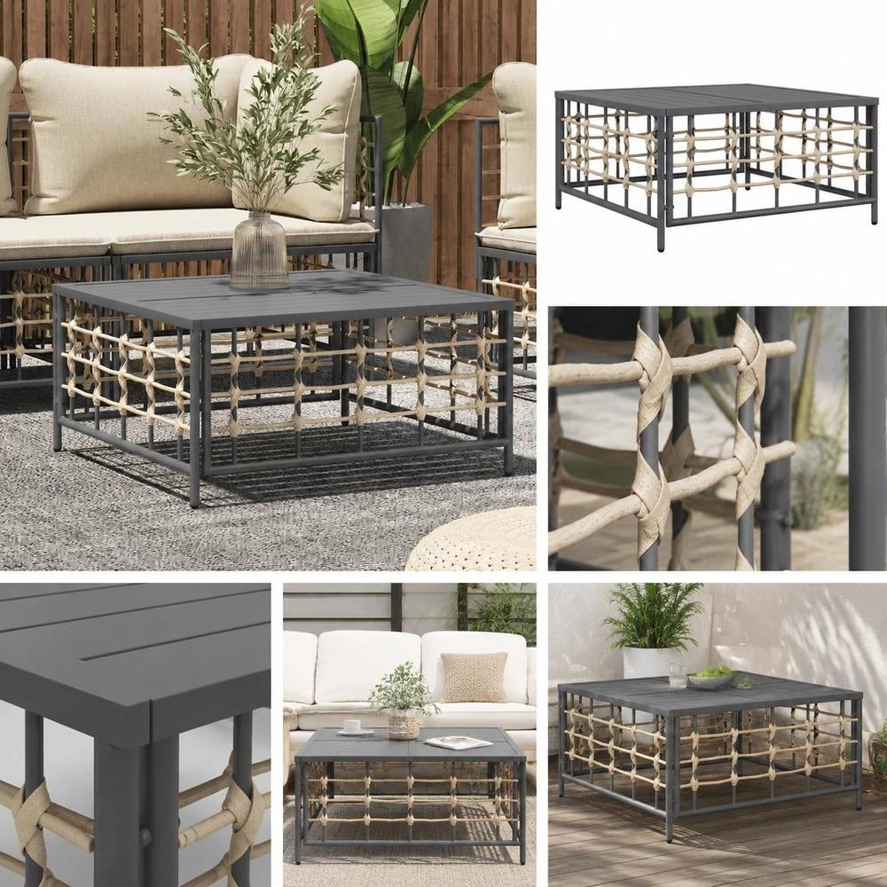 Garden Table Anthracite 70x70x34 Cm Poly Rattan