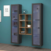 Mobile Espositore Fulvio, Vetrina 12 Ripiani Made in Italy, 30x40x180h cm Nero Antracite