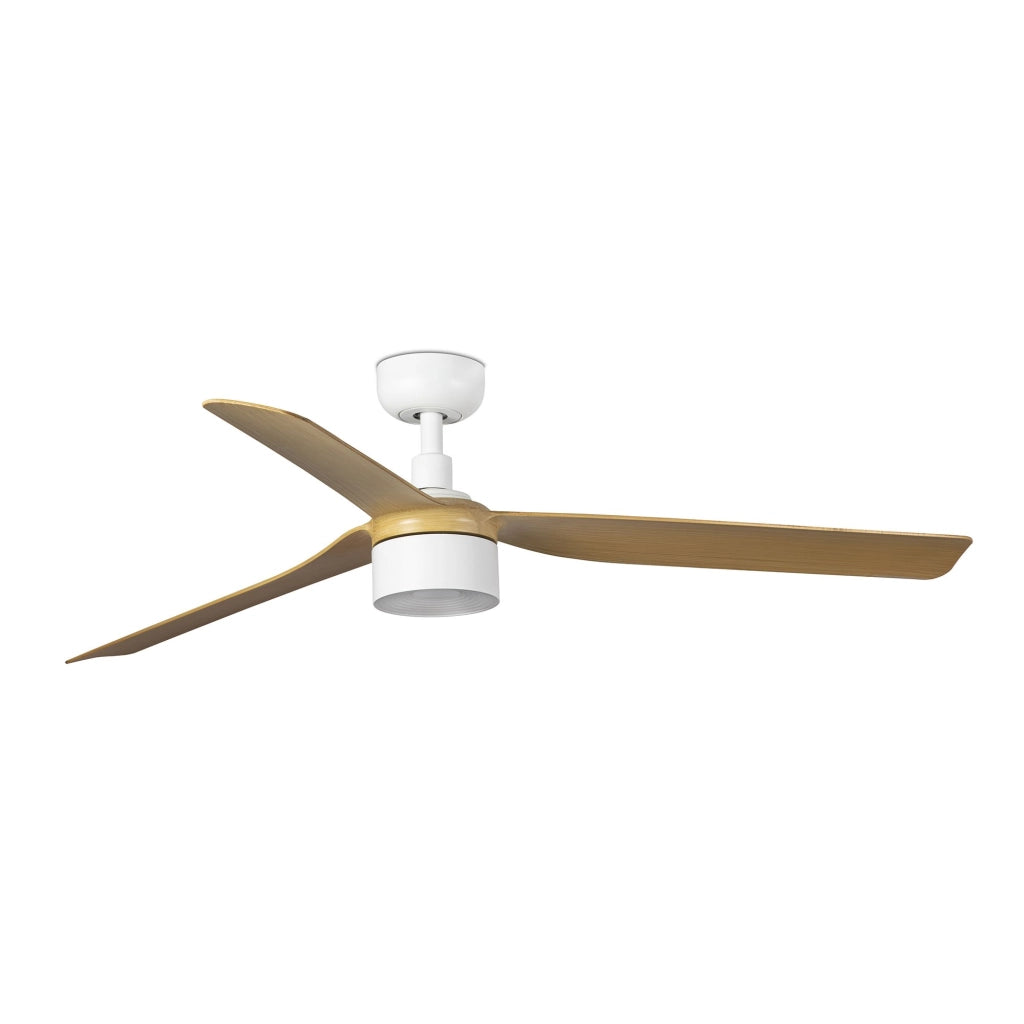 FARO Ventilatore a soffitto con luce bianco opaco in acciaio diametro 1300 mm 3 pale 3000K modello Punt Tek FARO-338163N