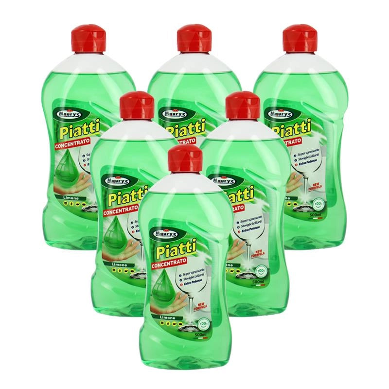 MAURY'S DETERSIVO PIATTI GEL CONCENTRATO AL LIMONE VERDE SET 6PZ - 500ML