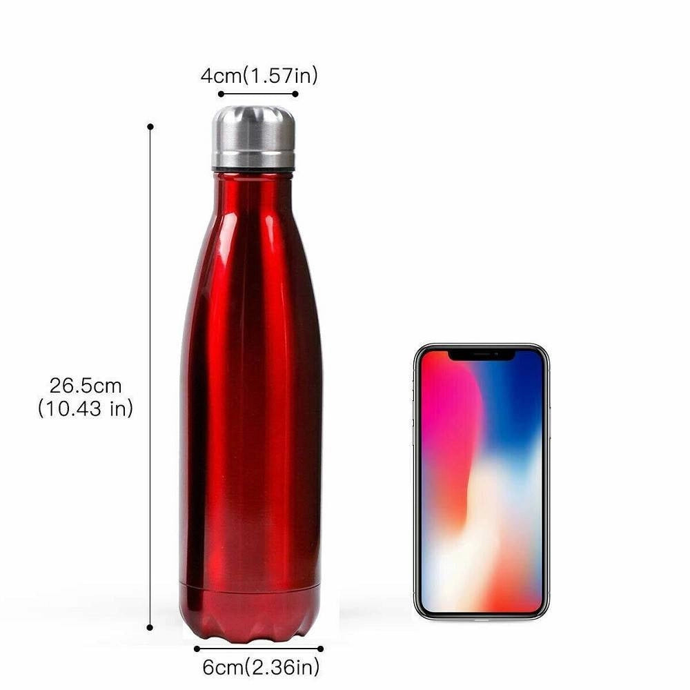 Trade Shop - Portatile Borraccia Bottiglia D'acqua Acciaio Inox Termica Caldo Freddo 500 Ml -