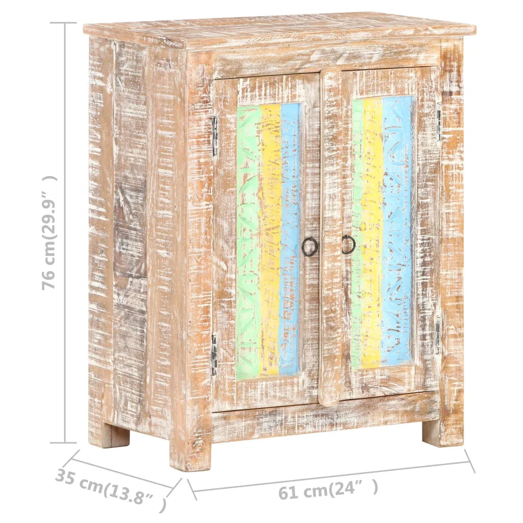 Credenza-Buffet-Armadio da cucina 61x35x76 cm in Legno Grezzo di Acacia
