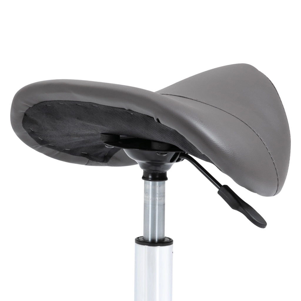 EasyComfort Sgabello da Lavoro a Sella con Ruote e Altezza Regolabile per Negozi Parrucchiere e Tattoo, 52x53x49-61cm Grigio