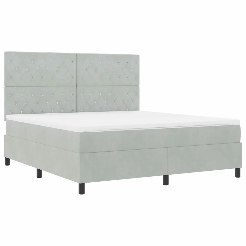 Letto a molle con materasso Grigio chiaro 180 x 200 cm Velluto 3339782