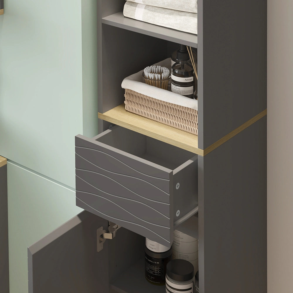 Vicco Set di mobili da bagno Antracite/quercia 3 parti, con colonna