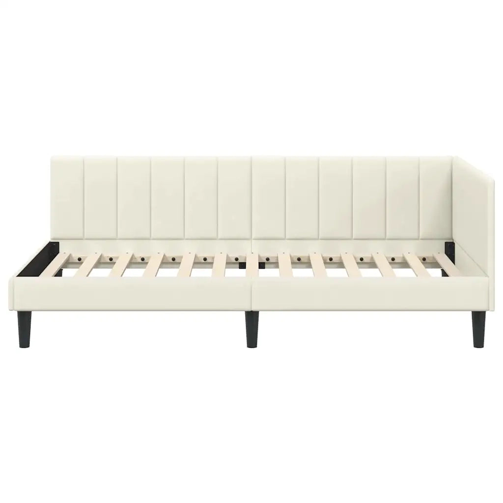 vidaXL Cornice del letto ad angolo Crema 90 x 200 cm Velluto