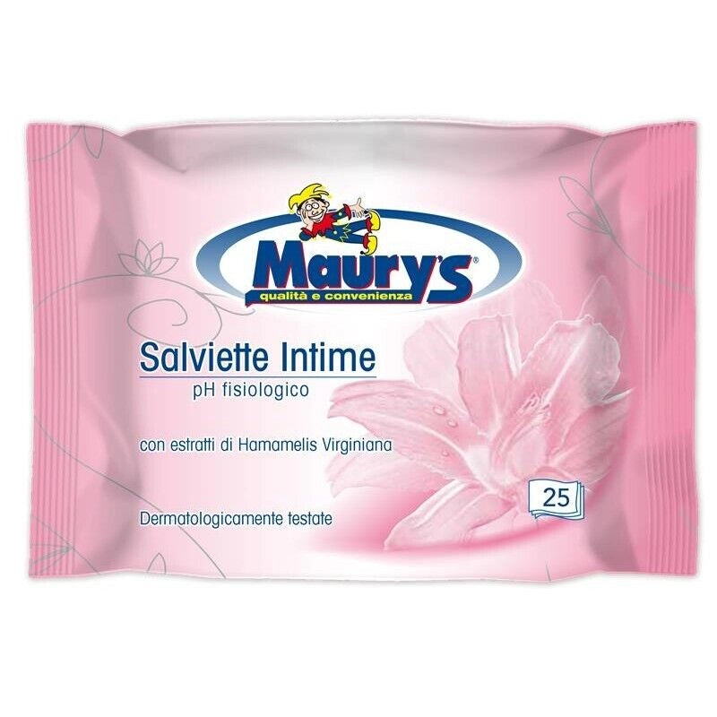 MAURY'S SALVIETTE DETERGENTI UMIDIFICATE INTIME 25PZ PH FISIOLOGICO