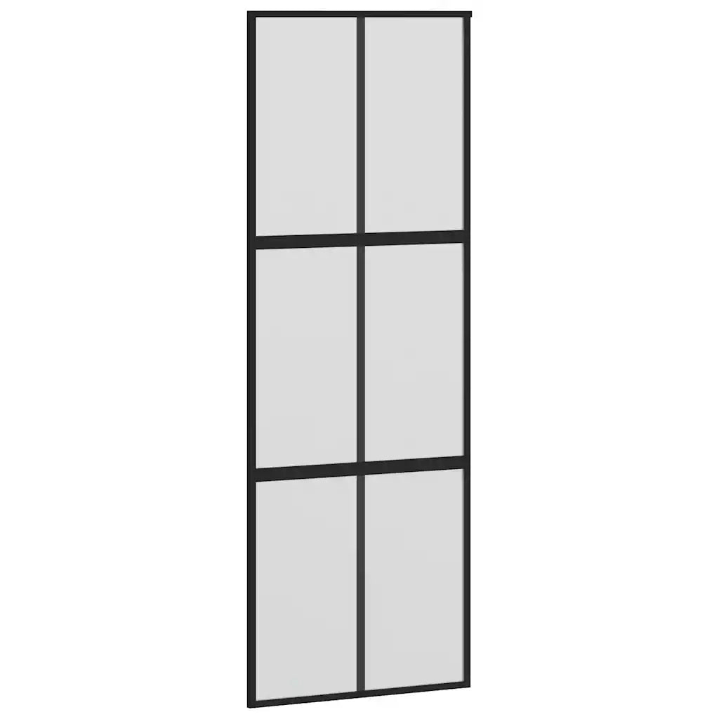 Porta Scorrevole Set Ferramenta Nera 90x205 cm Vetro Temperato 3375881