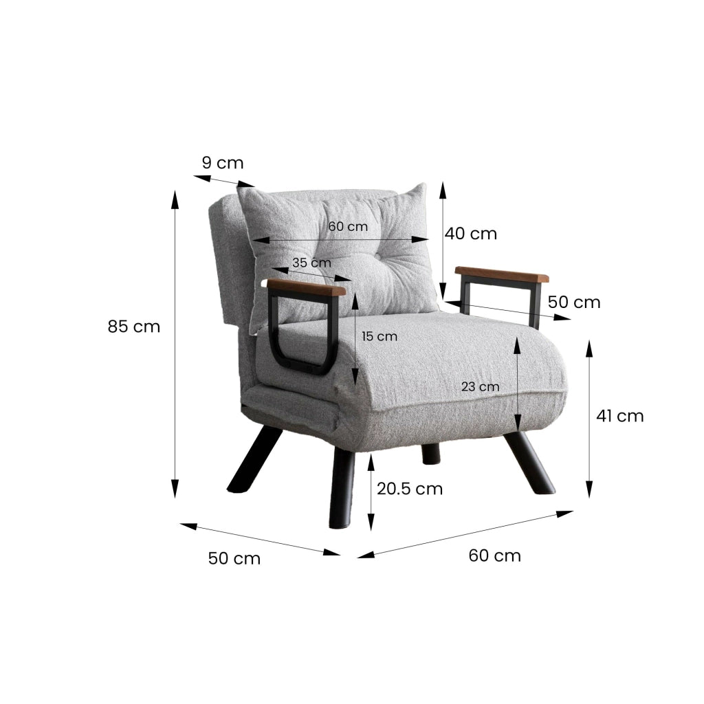 Poltroncina Keoni, Poltrona Reclinabile, 60x78x78h cm Grigio Chiaro