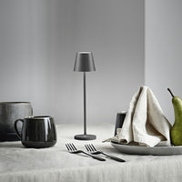 Lampada Tavolo Esterno Moderna Mini Diva Alluminio Grigio Led 1,5W 3000K